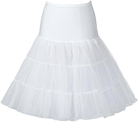 Kelly Casual Women's 50s Vintage Rockabilly Petticoat Crinoline Underskirt White
