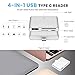 USB C Hub 4-in-1 USB Adapter Docking Station with Type-C SD/TF Card Reader USB 2.0 Ports for 016/2017 MacBook Pro Google Chromebook Phone Switch and More USB-C Devices (Silver)