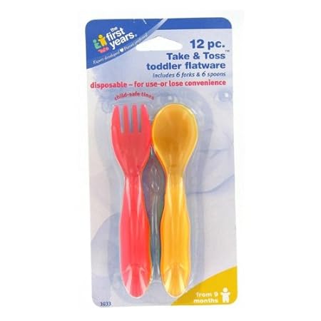 The First Years Take and Toss Toddler Flatware 12 Pieces (Multicolor)