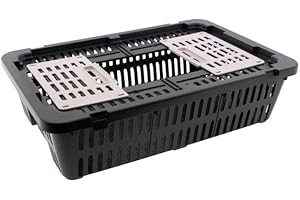 Transport Coop for Quail & Pigeon – Black – Durable Plastic Poultry Carrier with Secure Locking Lid & Ventilation – Lightweig