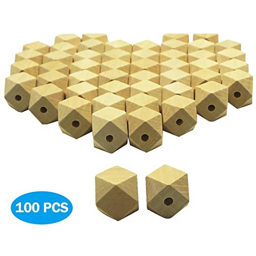 Tuscom 100PCS Wooden Shaped Beads - Diameter 20mm - Natural Polishing Loose Spacer Beads for DIY Jewelry DIY Handmade Craft Making