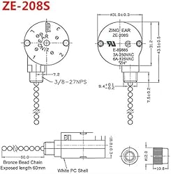 2PS Ceiling Fan Switch Zing Ear ZE-208s E89885 3