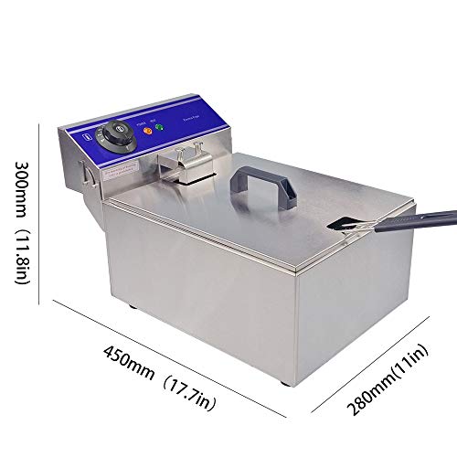 TAIMIKO Electric Deep Fryer 2500W 6L Stainless Steel French Fry Deep Fat Fryer with Basket,Commercial Restaurant,Fast Food Restaurant