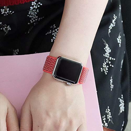 QIENGO Compatible for Apple Watch Band 42mm 44mm, New Nylon Sport Loop, Adjustable Closure Wrist Strap, Replacement Band Compatible for iWatch Series 4 3 2 1(42mm 44mm, Nectarine) - Thumbnail 2