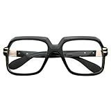 zeroUV - Old School Vintage Squared Clear Lens Eyeglasses (Black-Gold)