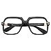 zeroUV - Old School Vintage Squared Clear Lens Eyeglasses (Black-Gold)