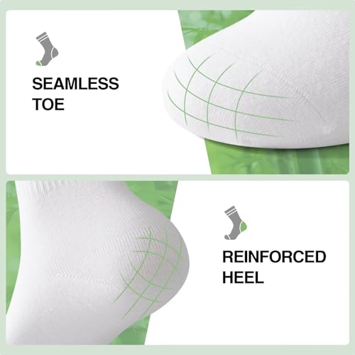 FALARY 6/12 Pairs Bamboo Fashion Sports Crew Socks for Men & Women | Soft, Seamless, Breathable, Anti Blister, comfortable, Suitable for Skateboarding Tennis Basketball and Everyday Wear