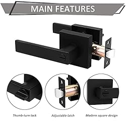 Probrico 2 Pack Square Door Lever Privacy Door Lock