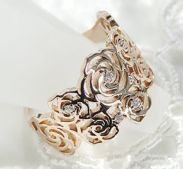 【クリックで詳細表示】K18 PG ダイヤモンド ローズ モチーフ リング 【ラッピング対応】【刻印無料】【品質保証書】