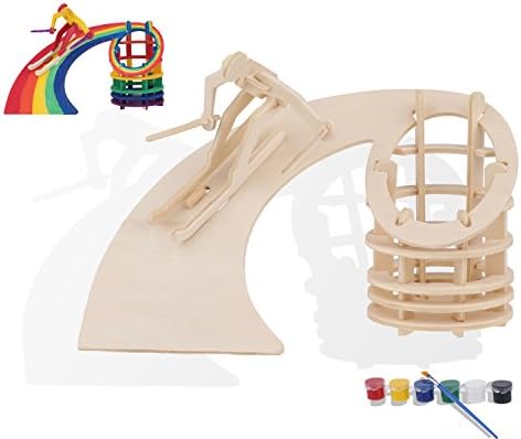 iPuzzle DIY 3D Wooden Puzzle Toys for Kids With Painting Tools -Skiing pen container