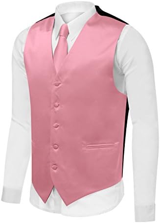 Azzurro Men's Dress Vest Set Neck Tie, Hanky for Suit or Tuxedo