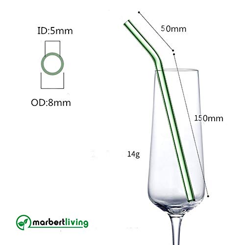 Wiederverwendbare Premium Glas Strohhalme inkl. Reinigungsbürsten und Smoothie Rezepten - 6er Set gebogen, 20cm x 8mm… – Bild 6