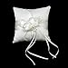 Tinksky 1515cm Lovely Flower Buds Faux Pearls Decor Bridal Wedding Ceramony Pocket Ring Pillow Cushion Bearer with Ribbons (White)