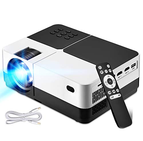 Wsky 2019 Newest LCD LED Outdoor Portable Home Theater Video Projector, Support HD 1080P Best for Outdoor Movie Night, Family, Compatible with Phone, PS4, HDMI, USB