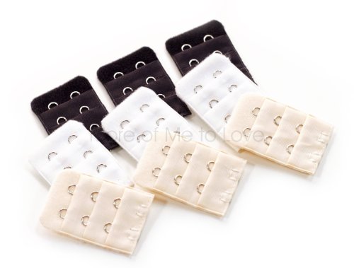 Two-hook bra extender 9-pack (3 x black, 3 x white, 3 x…