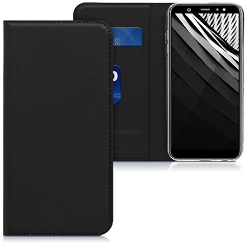 kwmobile Flip Case for Samsung Galaxy A6+/A6 Plus (2018) - Smooth PU Leather Wallet Folio Cover with Stand Feature - Black