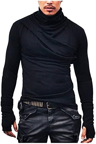 OXFLY Men's Turtleneck Thumb Hole Basic Tops T-Shirt Tees Sweatshirt
