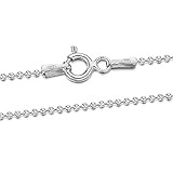 Amberta 925 Sterling Silver 1.2 mm Ball Bead Chain Necklace 14
