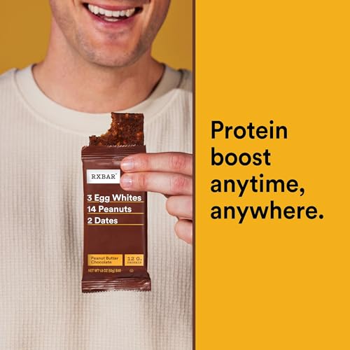 RXBAR PROTEIN BARS, PROTEIN SNACK, SNACK BARS, PEANUT BUTTER CHOCOLATE, 9.1OZ BOX (5 COUNT)