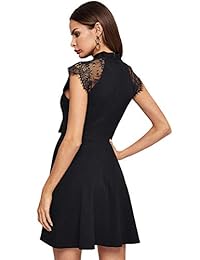 Romwe - Vestido de fiesta de cóctel con lazo, estilo vintage, para mujer