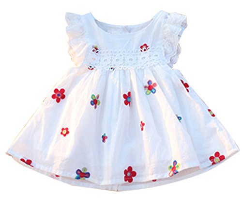 JiaYou Infant Baby Girl Round Neck Sleeveless Floral Printed Dress