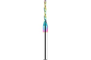 BINSTAK Compression Spiral Router Bit 1/4 inch Shank, 1/8 inch Cutting Diameter, Extra Long 3 inch Solid Carbide with TAC Coating CNC Router Bits End Mill for Wood Cut, Carving