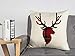 4TH Emotion Red Black Buffalo Plaids Deer Throw Pillow Cover Christmas Cushion Case Winter Home Decorative 18 x 18 Inch Cotton Linen