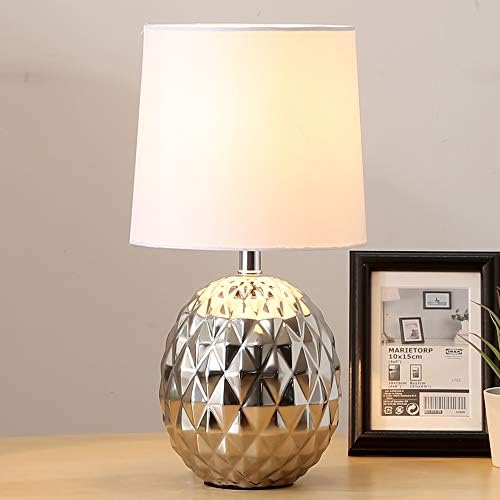 COTULIN Modern Ceramic Bedroom Living Room Bedside Small Table Lamp,Desk Lamp with White Shade