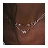 Edary Layered Necklace Crystal Evil Eye Pendant Necklaces Gold Jewelry Accessories for Women and Girls.