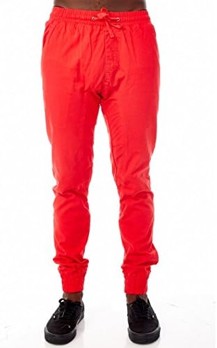 Mens Joggers Swag Basic Cuffed Sweatpants Fitted Classic Jogging Pants P133 (L, Red)