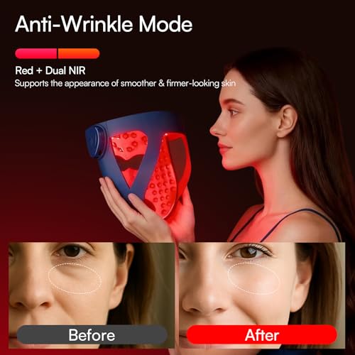 INIA Glow 4D Wireless Red Light Therapy Mask for face – Dual NIR, 320 LEDs, 4 Modes, Under-Eye Cooling, Cordless & Rechargeable LED Face Mask for Home & Travel, Skincare Gifts for Women Mom Wife, Blue