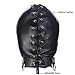 Leather Bondage Gimp Mask Hood, Black Full Face Blindfold Breathable Restraint Head Hood, Sex Toys, for Unisex Adults Couples, BDSM/LGBT Cosplay Restraint Training Toy Halloween Maskthumb 4