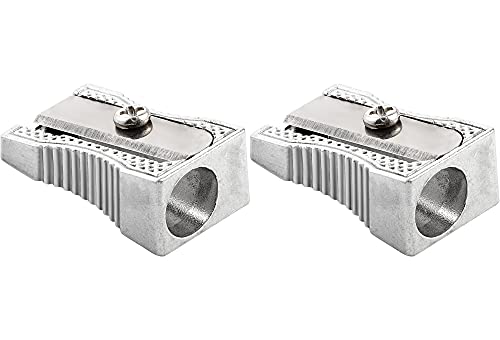 Pencil Sharpener Single Hole Manual, Small Handheld Colored Pencil Sharpener Metal, School Sharpener for Kids & Adults, Makeup Eyebrow Lip Pencil Sharpener (2 PC) –by Enday