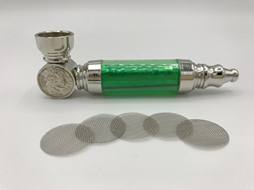 Smoking Tobacco Metal with Design and 6 Screens pocket size cigarette holder Green Color Only Not Assorted Color - South Beach Heat