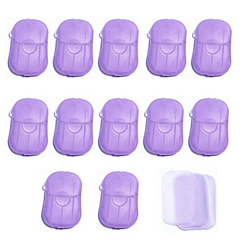 Bamsod 12 Boxes (240 sheets) Soap Paper Sheets Portable Disposable Travel Scented Bath Slice Sheet Foaming Paper Soap Confetti Slide Flakes for Travel and Outdoor (Lavender)