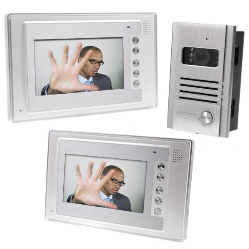 KKmoon 7 Inch Video Door Phone Doorbell Intercom Kit 1-camera 2-monitor Night Vision