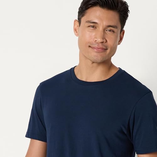 Magliette Intime a Girocollo Vestibilità Aderente Uomo, Confezione da 6, Medio Grigio Mélange/Blu Marino, L