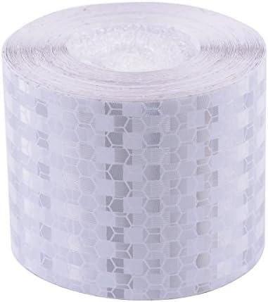 Brightplus 5cm x 3.6m Safety Reflective Tape Hexagonal Honeycomb Patterns Self-adhesive Warning Conspicuity Film Sticker For Trucks,Trailers,Car,Bikers and Daily Joggers (White)