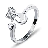 Wristchie Womens Fashion Jewelry 925 Sterling Silver Adjustable Ring Cute Cat Kitty