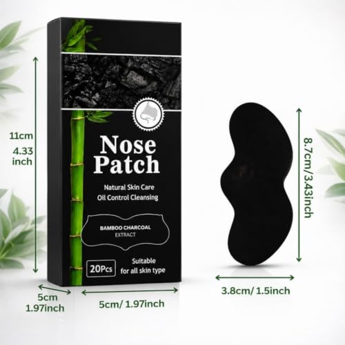 PRIMEBLYᵀᴹ Blackhead Nose Strips 40pcs | قناع إزالة الرؤوس السوداء الفوري | Bamboo Charcoal Nose Pore Cleaner | ماسك للأنف لإزالة الدهون وتنظيف المسام | Deep Cleansing Pore Strips for Men & Women