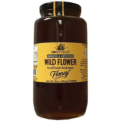 image for Gourmet Wild Flower Honey - 3 Pound Glass Jar. Raw, Unheated, Unfilter