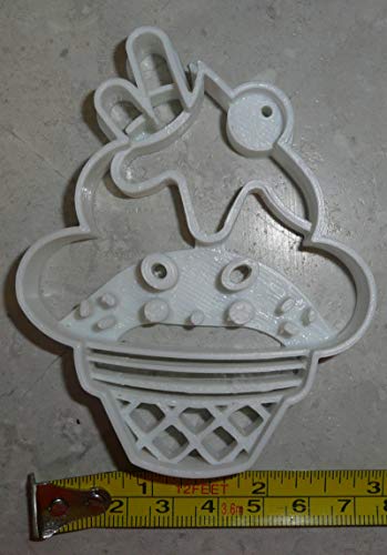ICE CREAM CONE SUNDAE SWEET CUTE FACE COLD DESSERT SUMMER TREAT SNACK WAFER WAFFLE SUGAR PASTRY SPECIAL OCCASION COOKIE CUTTER BAKING TOOL 3D PRINTED MADE IN USA PR2365