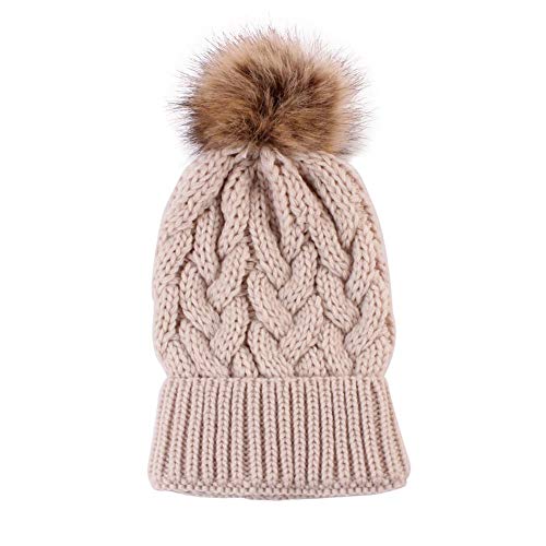 chinatera Mommy and Me Hat Baby Boys Girls Warm Crochet Knit Beanie Hairball Kids Caps