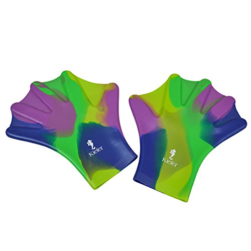 Kiefer Silicone Webbed Swim Gloves, Multicolored, Medium (660100-M)