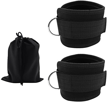 Ankle Straps for Cable Machines, 2-Pack Padded Ankle Strap Leg Strap with D-Ring for Exercise Weight Lifting, Men, Women, Ankle Fitness (Black)