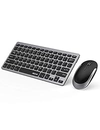 Wireless Keyboard and Mouse, Jelly Comb 2.4G Slim Compact Quiet Small Keyboard and Mouse Combo for Windows, Laptop, PC, Notebook-Black and Gray