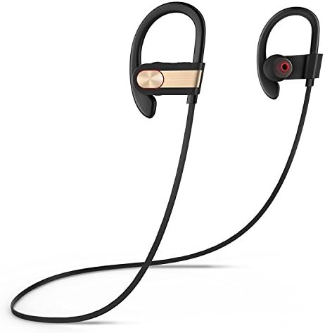 Coio Bluetooth Headphones,Bluetooth 4.1 Wireless Stereo Earphones Noise Cancelling Headset Sweatproof Sports Bluetooth Headset for Gym,Exercise,Sports,Running and Outdoor Activities (Black-Gold)