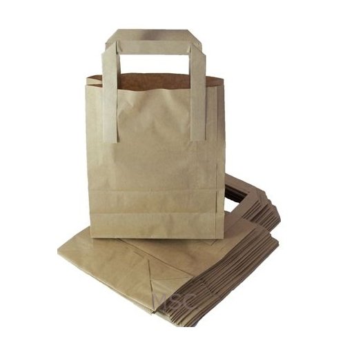 K-One Brown Kraft Craft Paper SOS Carrier Bags Choose Size and Quantity (25, Large 10"x5.5"x12.5" (WxDxH))
