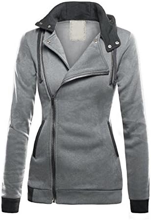 DAYSOFT Women Full Slide Zip Up Fleece Hoodie, Fashion Sweater/Sweatshirt Jacket (L, L-Grey)