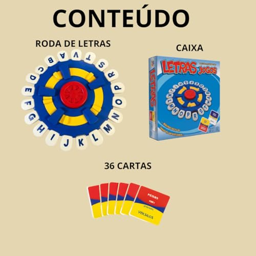 Jogo de Palavras Stop Original Grande em Portugues Roda de Letras - Jogo de Tabuleiro Divertido para Toda a Família Com Cronômetro e Roda Giratória Educativo (Modelo 1)